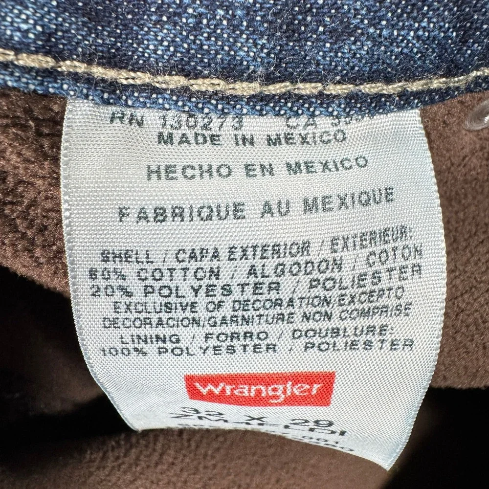 Wrangler Authentics Fleece Lined Carpenter Jeans Mens 32x29 Blue Winter Workwear